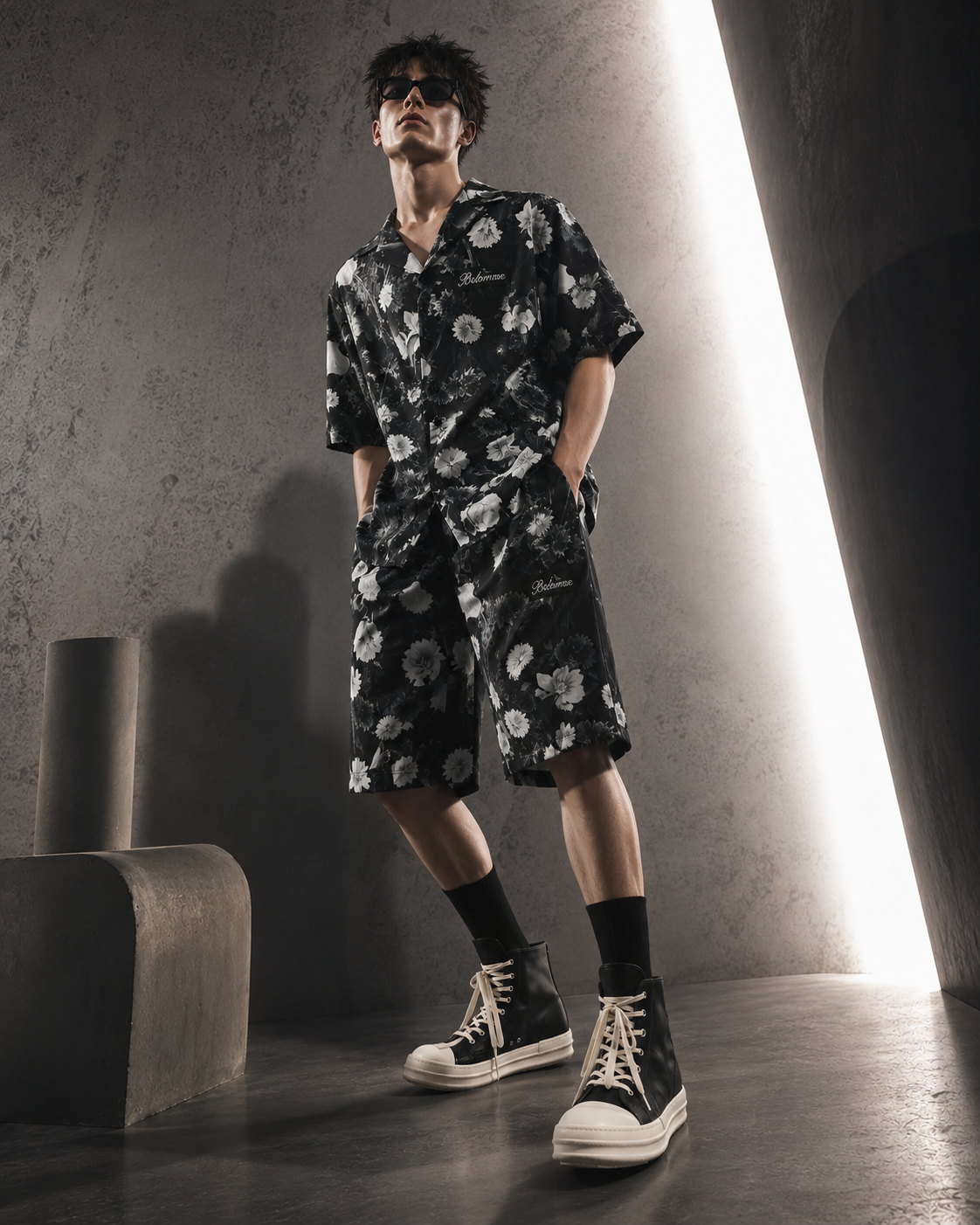 BOHEMIEN FLOWER BLACK SHIRT 