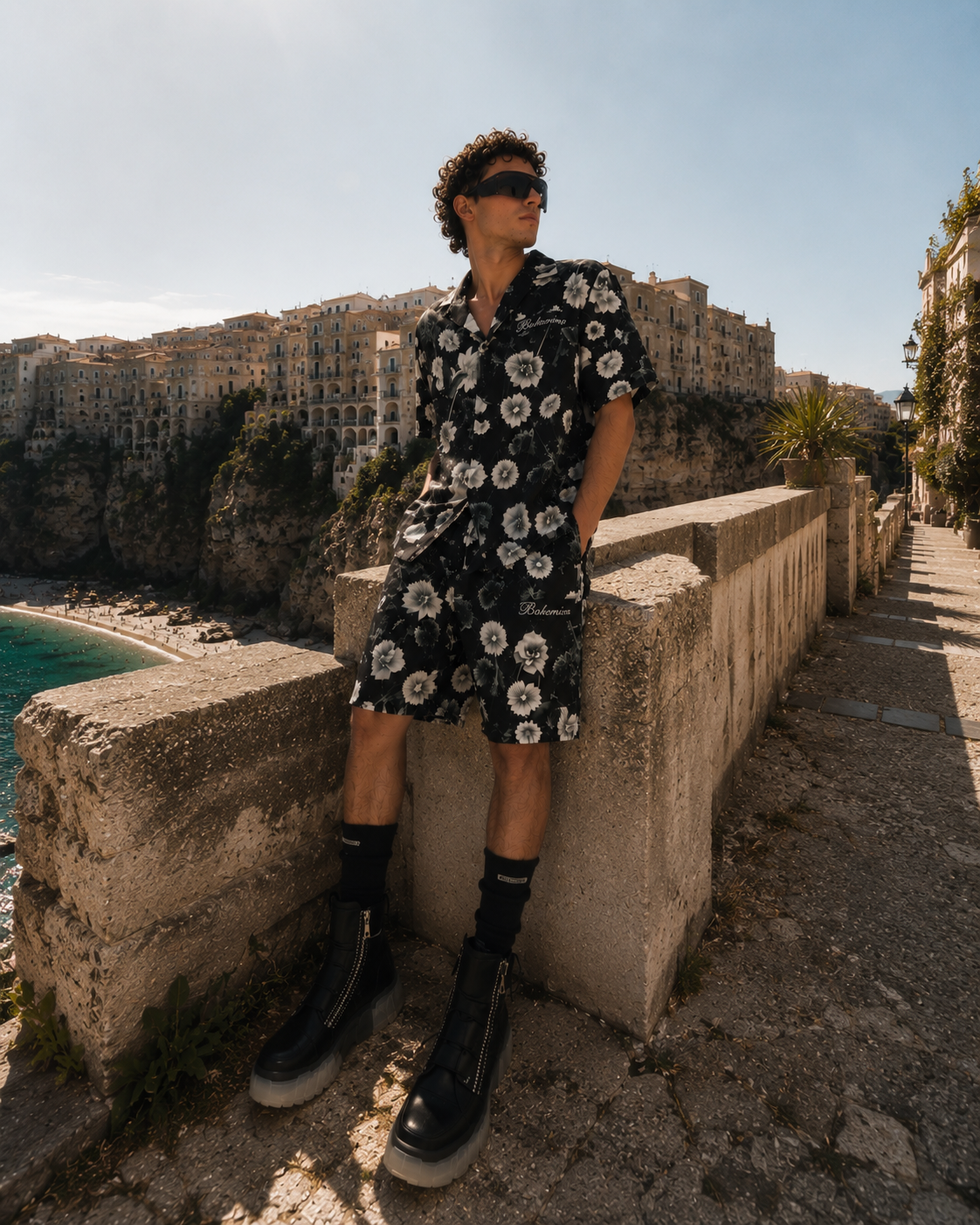 BOHEMIEN FLOWER BLACK SHIRT 