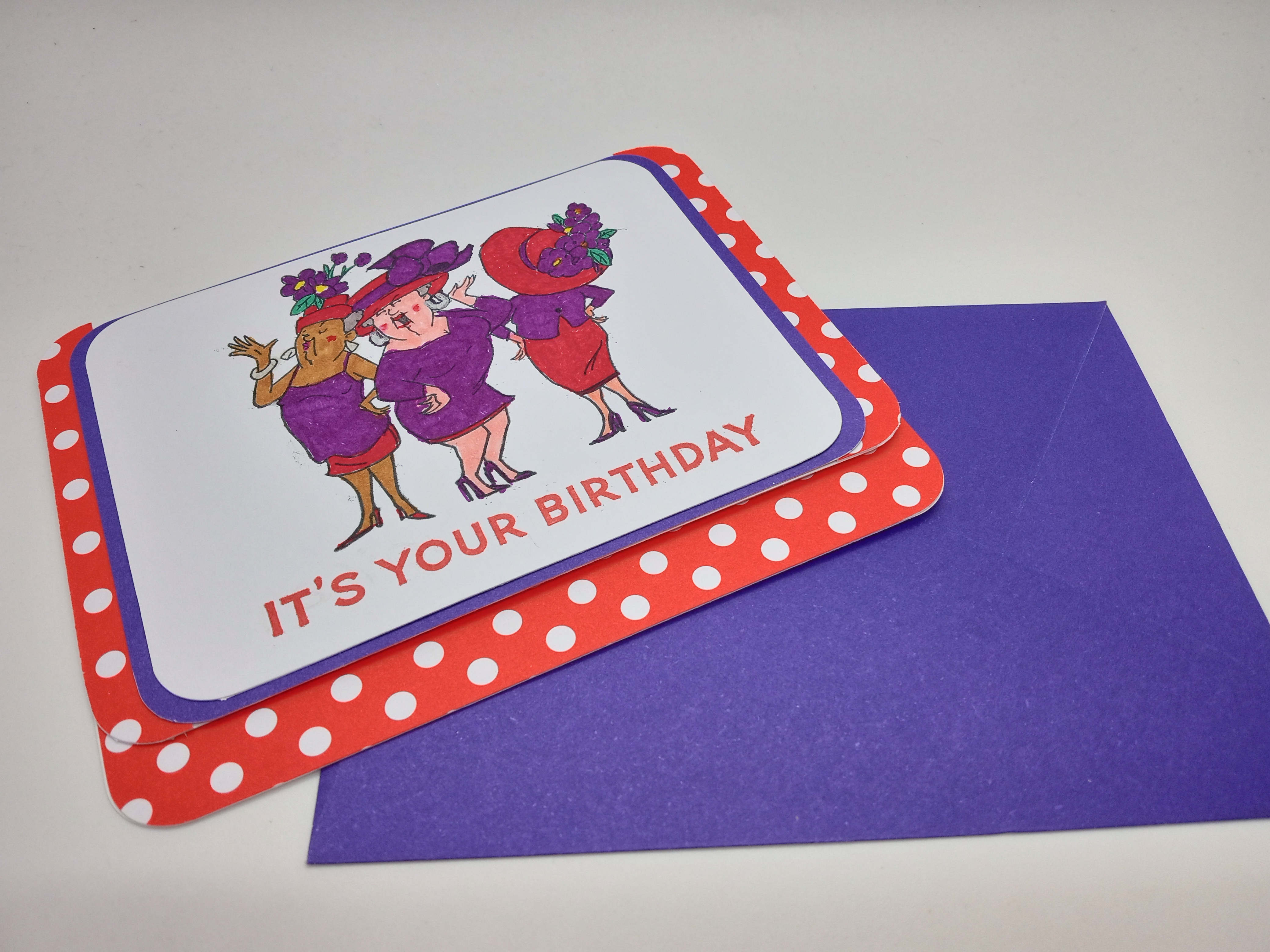 Humorous Red Hat Society Birthday Greeting Card