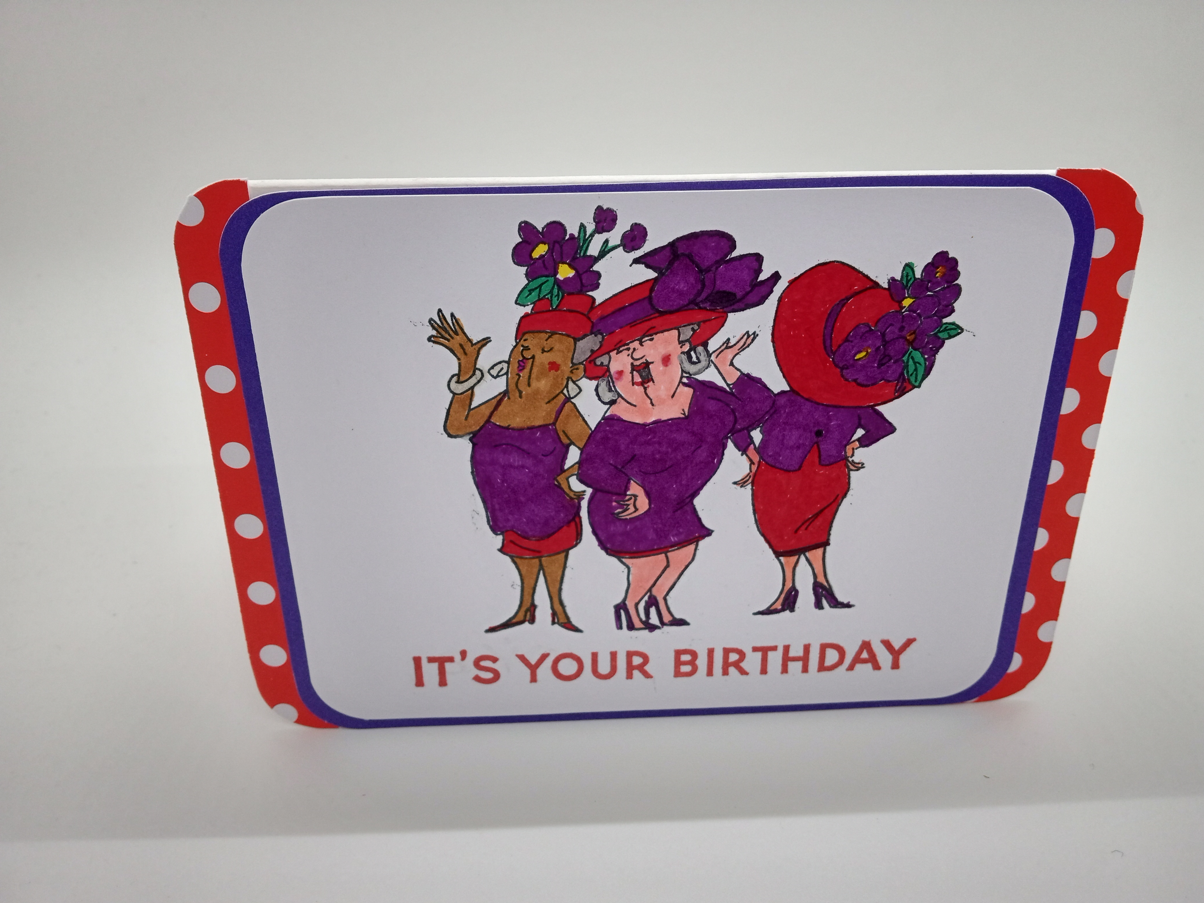 Humorous Red Hat Society Birthday Greeting Card