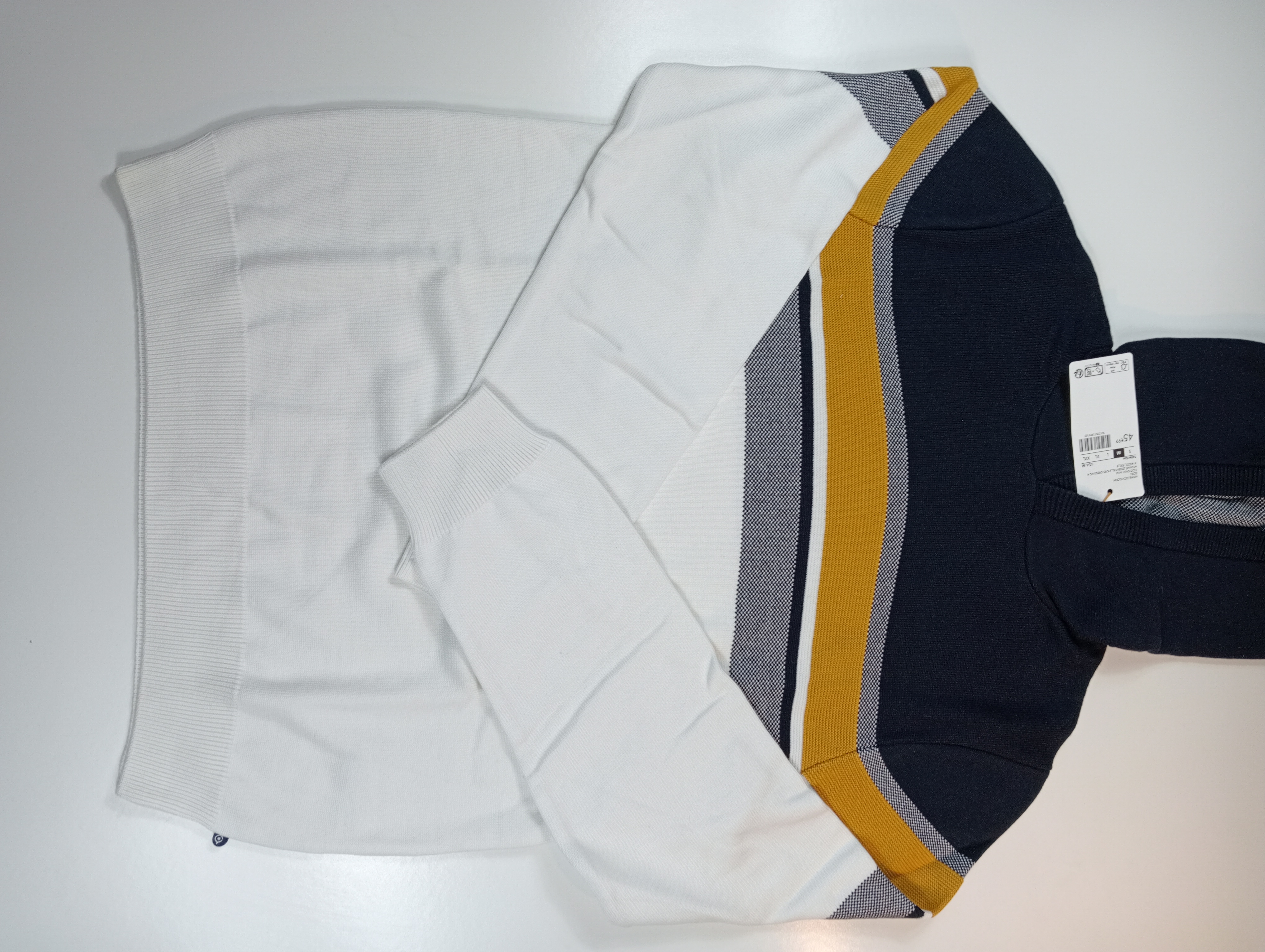 Sweat-shirt Bleu à Bord Moutarde