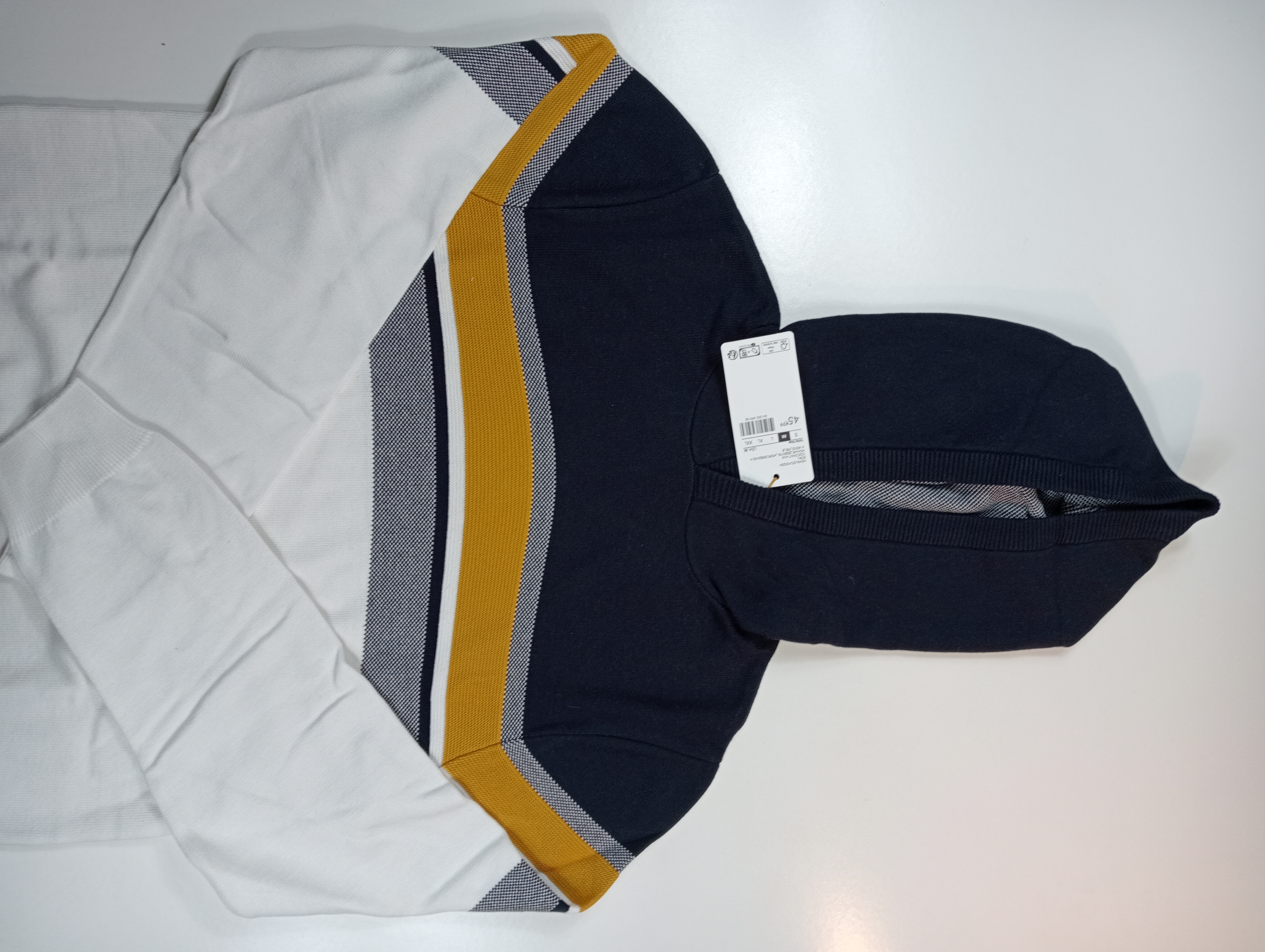 Sweat-shirt Bleu à Bord Moutarde