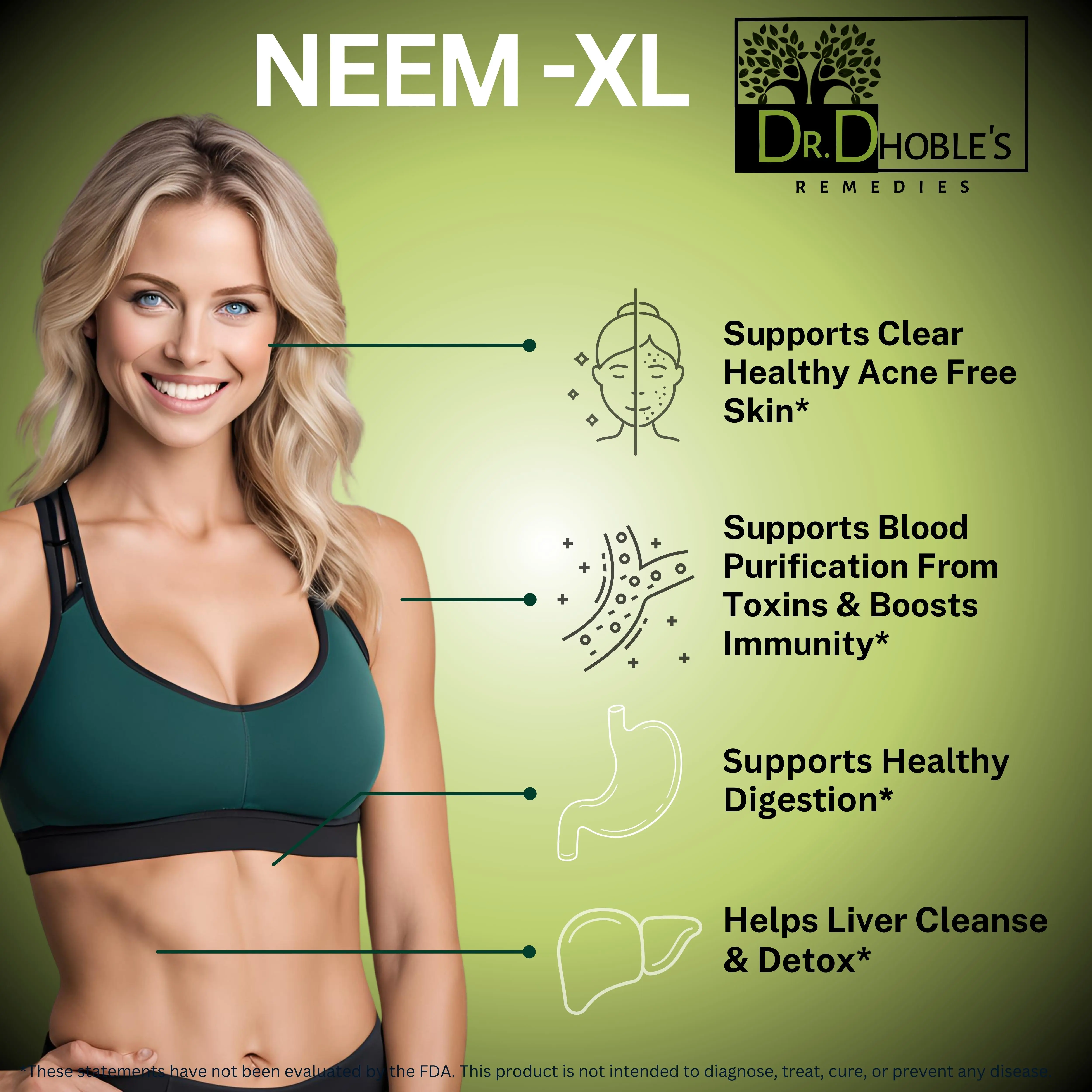 Dr. Dhoble's Remedies Neem XL, MD Formulated Advanced Neem Supplement, Enhanced Effectiveness & Bioavailability with Black Pepper, Neem Leaf Powder, No Extract, Vegan Capsules for Quick Release