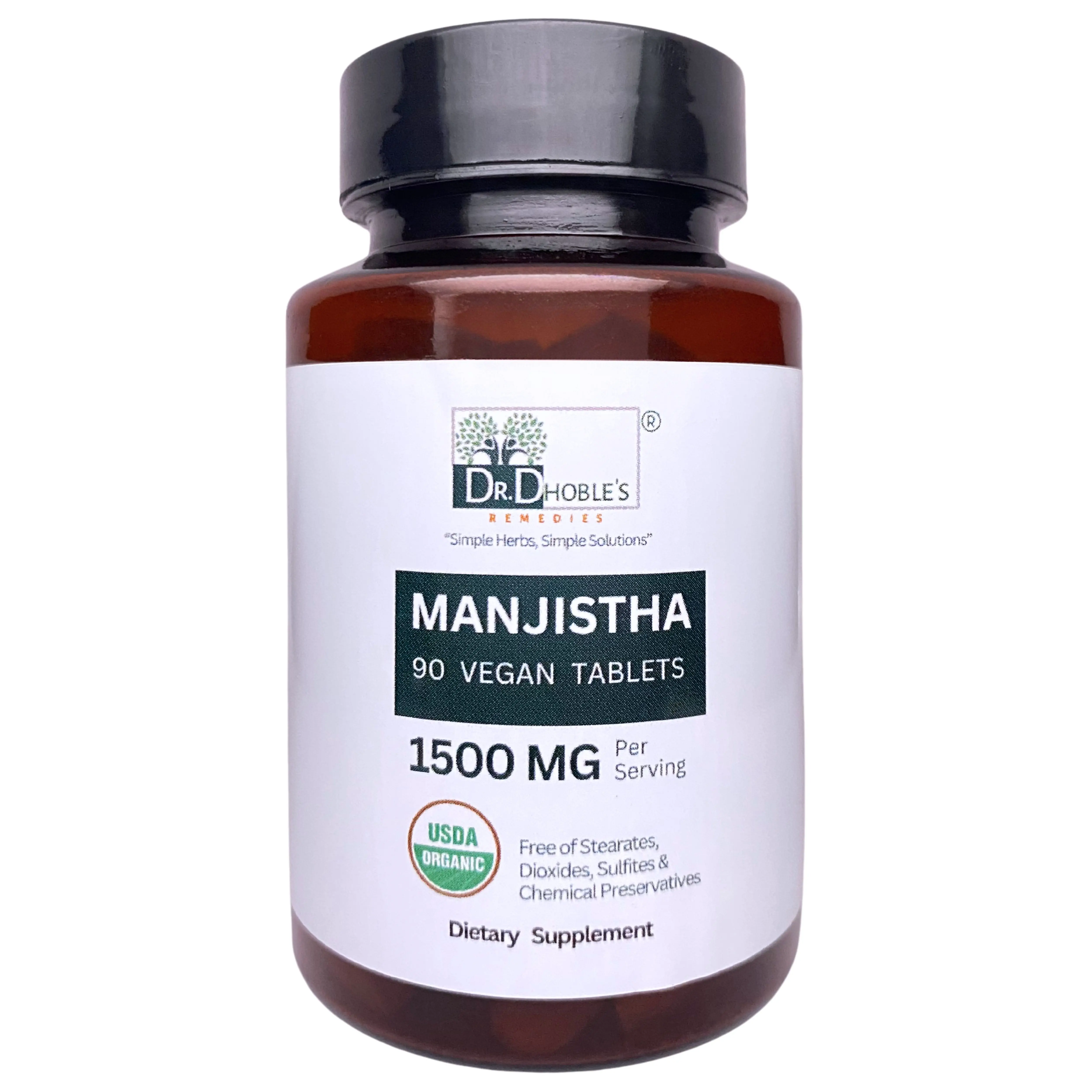 Manjistha, Madder Root, Supreme Herbal Blood Cleaner/Purifier, Cleanse & Detox Liver, Clear Skin Supplement, USDA Organic, Sourced from India,1500 Mg/Serving, 90 Vegan Tablets