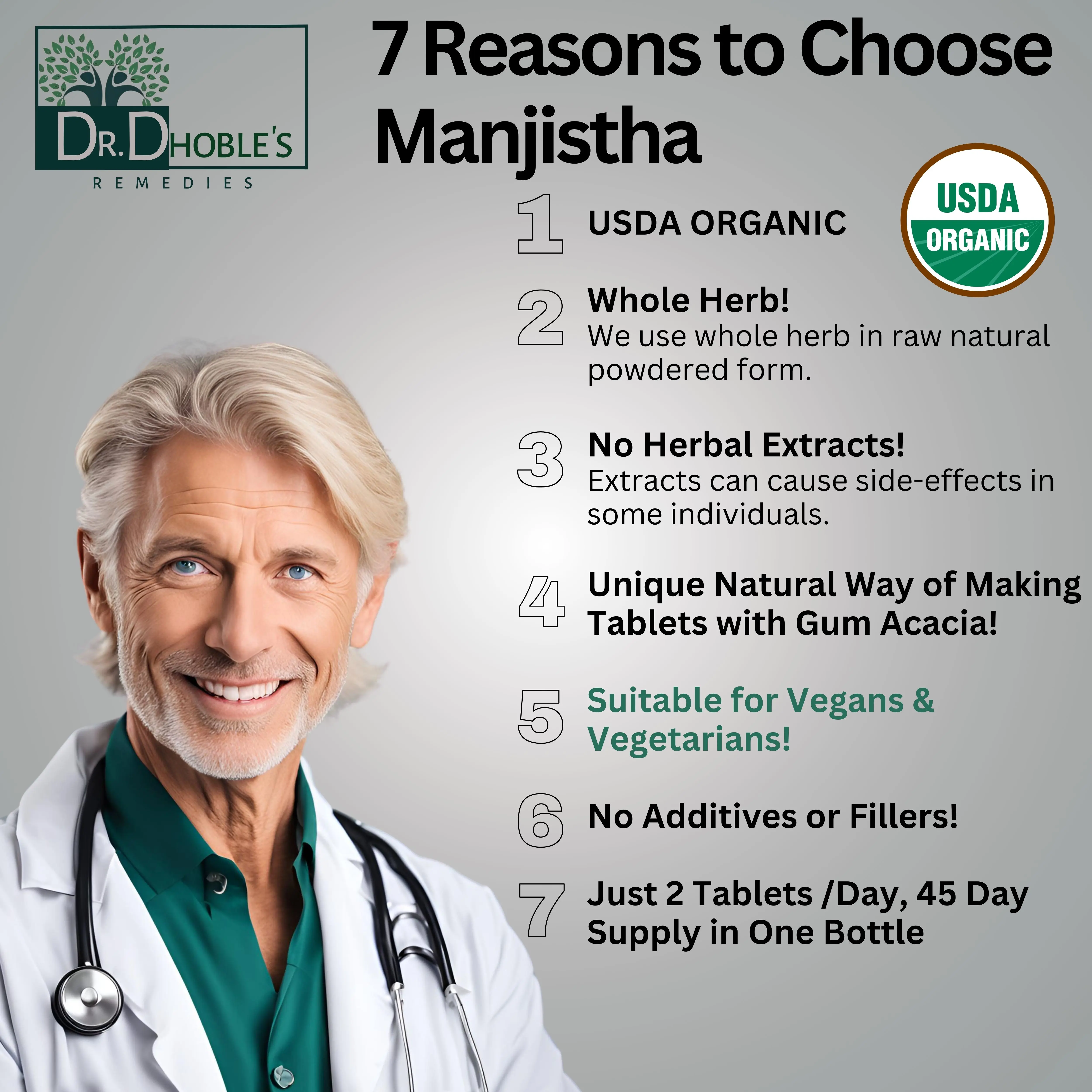 Manjistha, Madder Root, Supreme Herbal Blood Cleaner/Purifier, Cleanse & Detox Liver, Clear Skin Supplement, USDA Organic, Sourced from India,1500 Mg/Serving, 90 Vegan Tablets