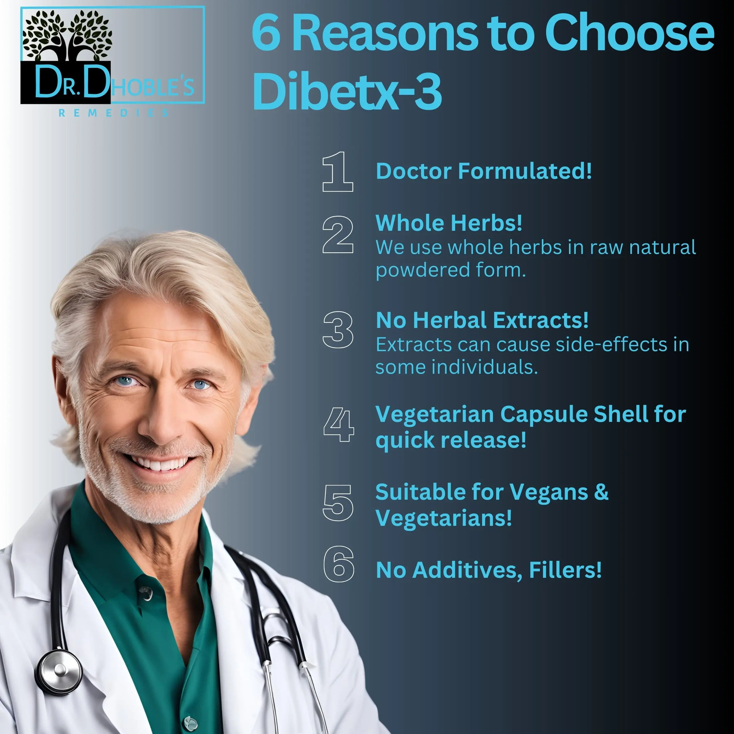 Dr. Dhoble's Remedies DibetX - 3  MD Formulated Blood Sugar Support Formula, Bitter Melon, Java Plum, Neem 90 Vegan Capsules