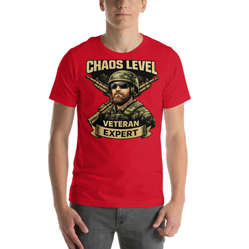 Chaos Level Veteran Expert Shirt | Funny Army Tee | Gift for Veteran Dad