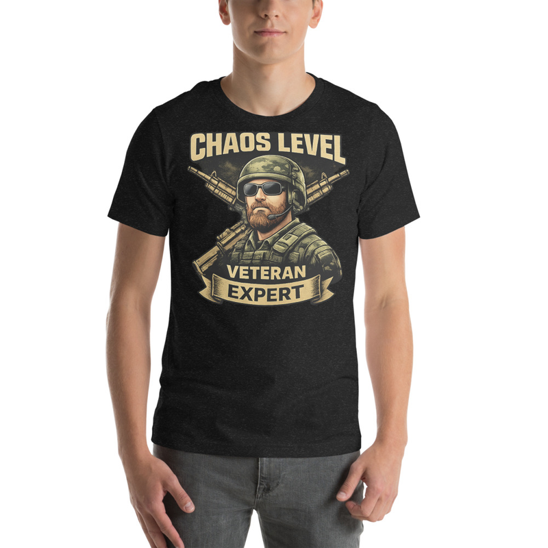 Chaos Level Veteran Expert Shirt | Funny Army Tee | Gift for Veteran Dad