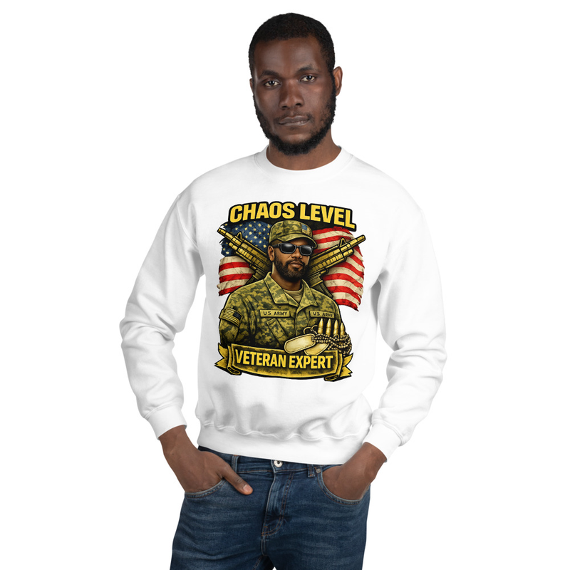 Chaos Level Veteran Expert T-Shirt | Military Veteran Tee | Gift for Army Dad