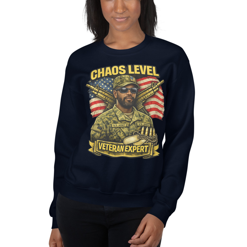 Chaos Level Expert Retired Veteran Shirt | Military Humor Tee | Gift for Retired Veterans