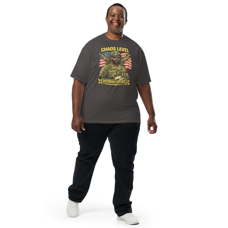 Retired Veteran Chaos Level Expert Shirt | Military Humor Tee | Gift for Husband