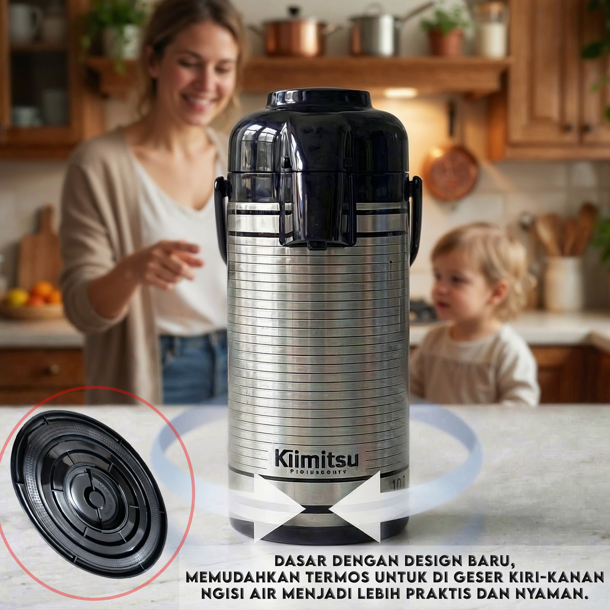 Termos Air Panas 1,9 LITER PACKING BUBBLE BAG! Tabung Kaca, Stainless steel, Tahan Panas Kimitsu -