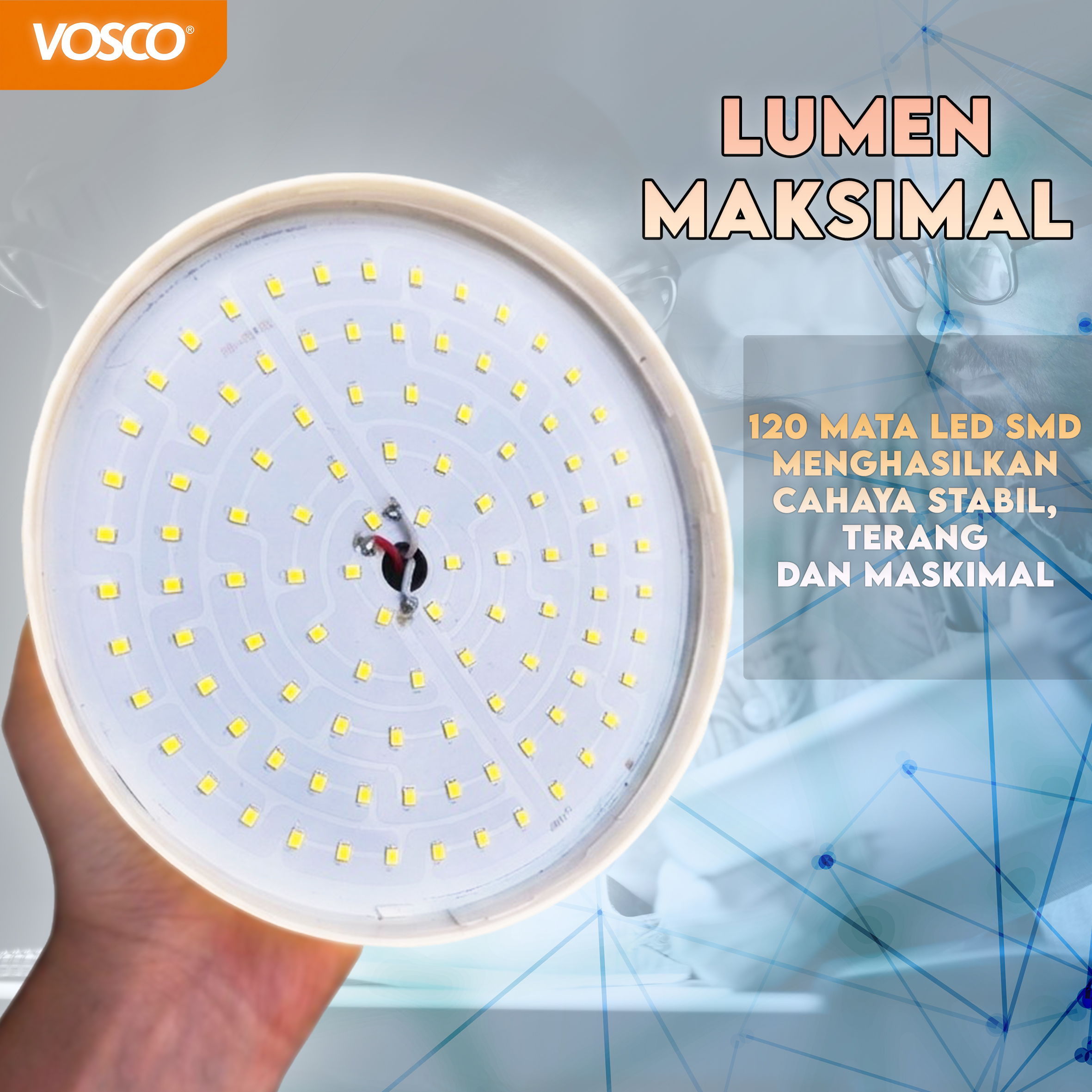 LAMPU LED 40-100 WATT LAMPU JALAN HEMAT ENERGI E27 DAN E 40, SUPER TERANG! LAMPU VOSCO DENGAN SNI DAN GARANSI SETAHUN BONUS FITTING E40 MODEL MERCURY