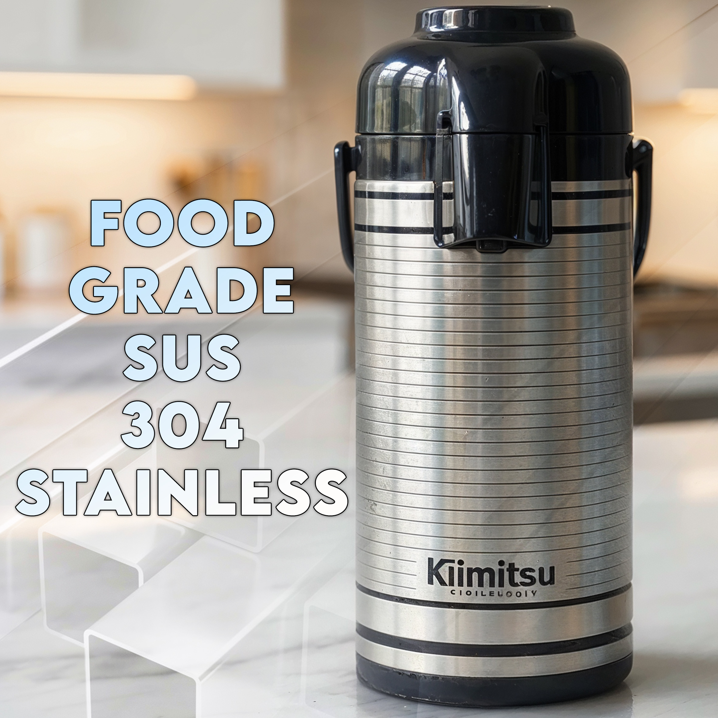 Termos Air Panas 1,9 LITER PACKING BUBBLE BAG! Tabung Kaca, Stainless steel, Tahan Panas Kimitsu -