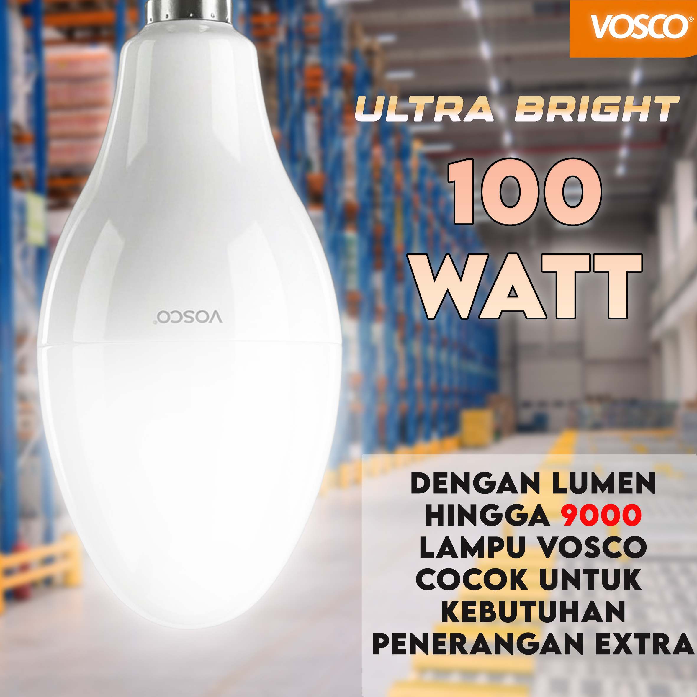 LAMPU LED 40-100 WATT LAMPU JALAN HEMAT ENERGI E27 DAN E 40, SUPER TERANG! LAMPU VOSCO DENGAN SNI DAN GARANSI SETAHUN BONUS FITTING E40 MODEL MERCURY