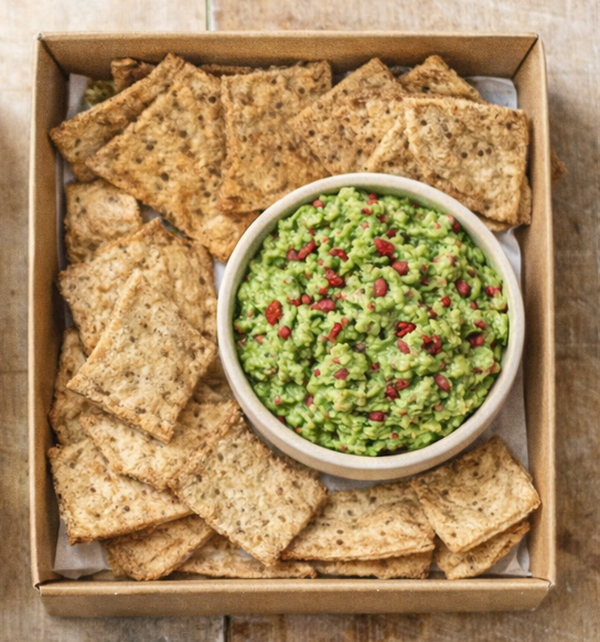 Seed Crackers & Guacamole Dip Box