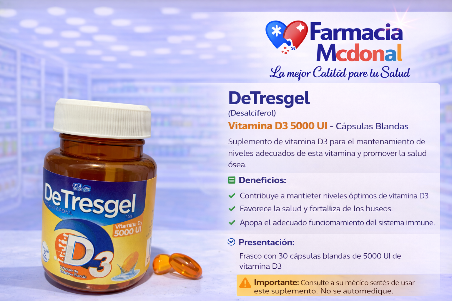 DeTresgel Vitamina D3 5000 UI