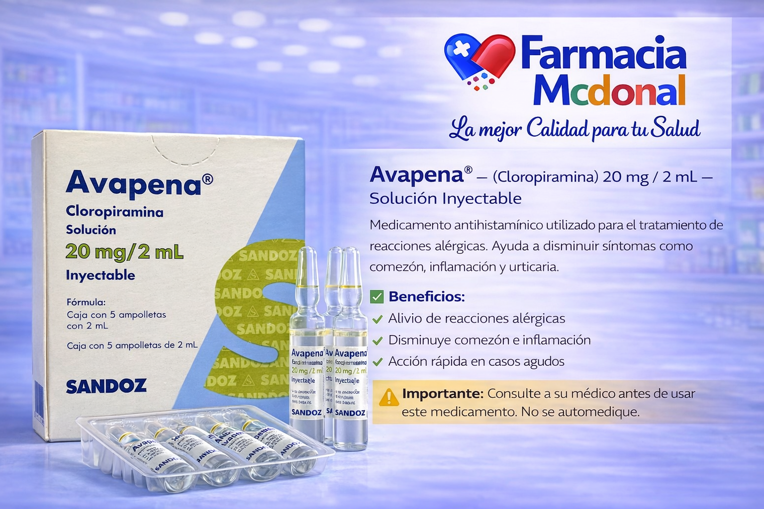 Avapena Solución Inyectable 20mg/2mL
