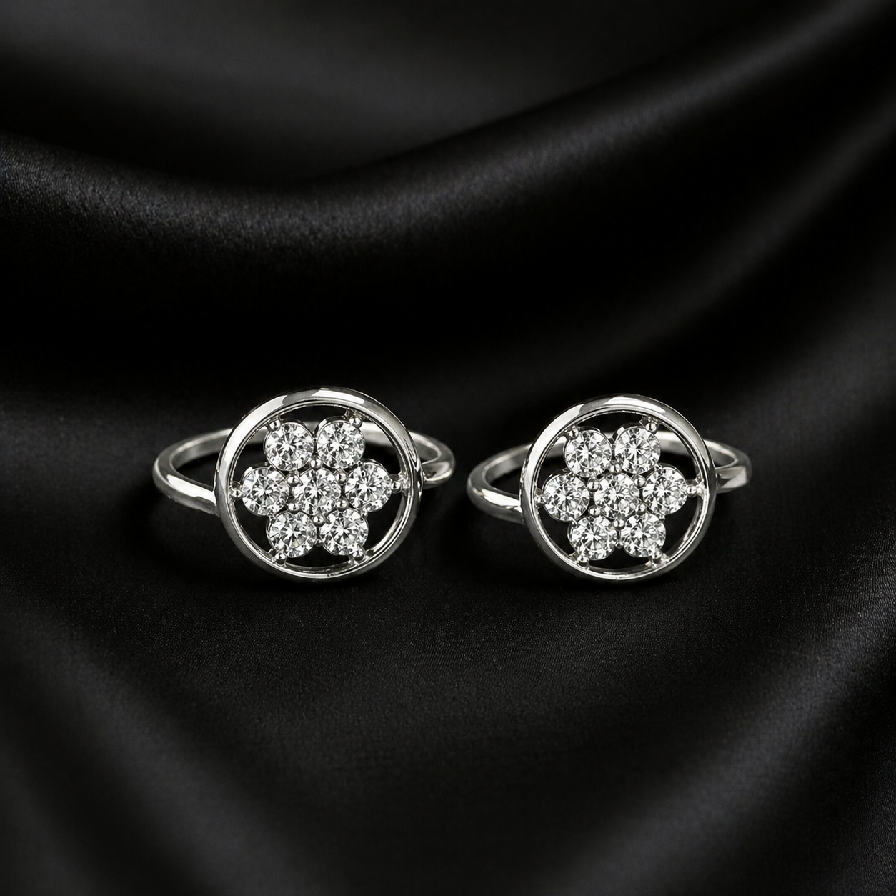 Floral Diamond Studded Rings