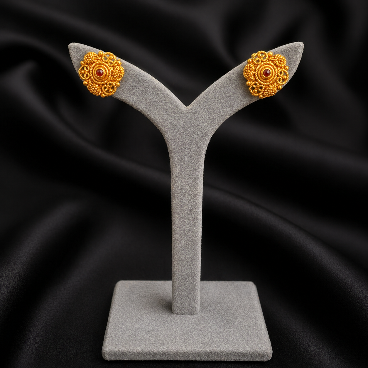 Gold Floral Stud Earrings