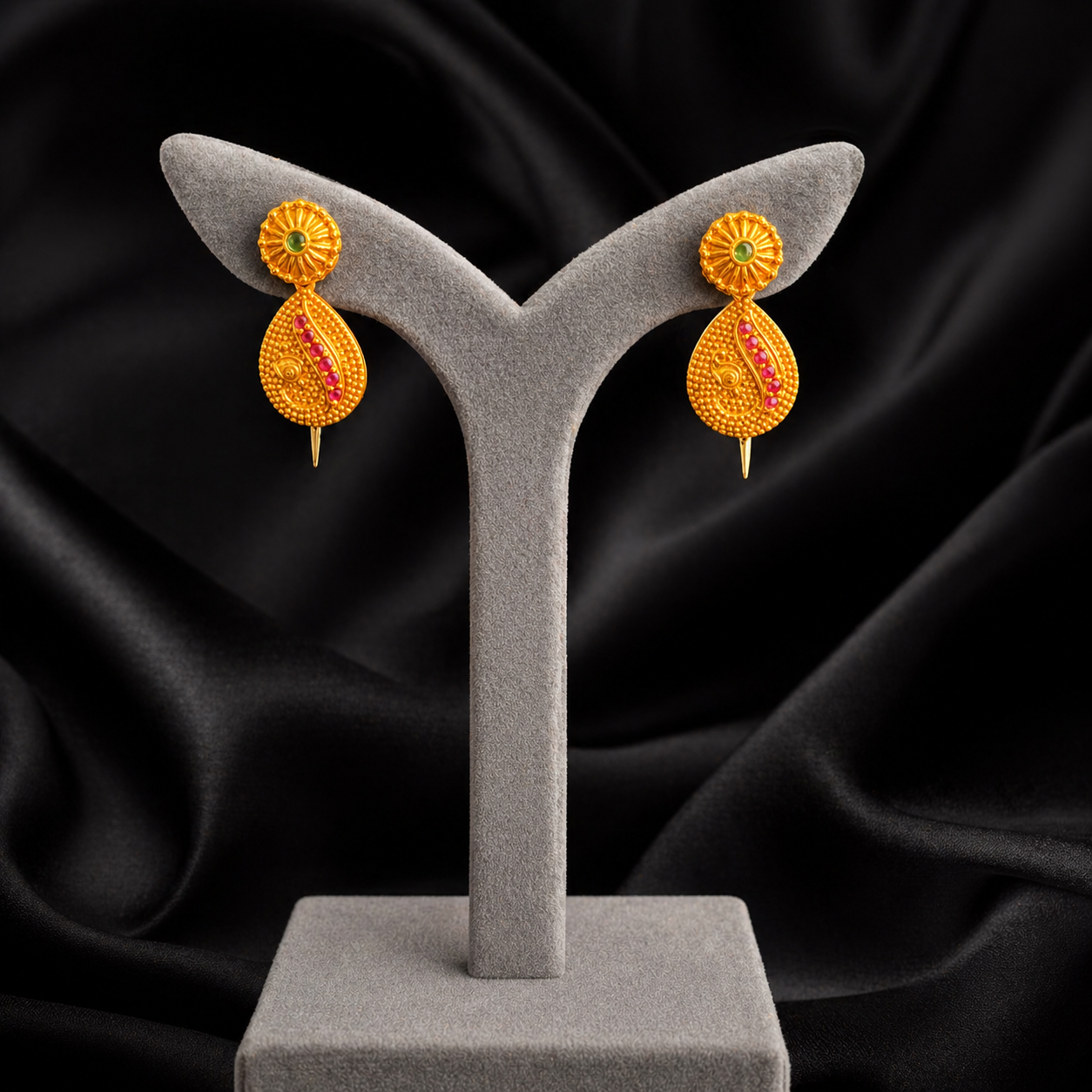 Embroidered Yellow Drop Earrings