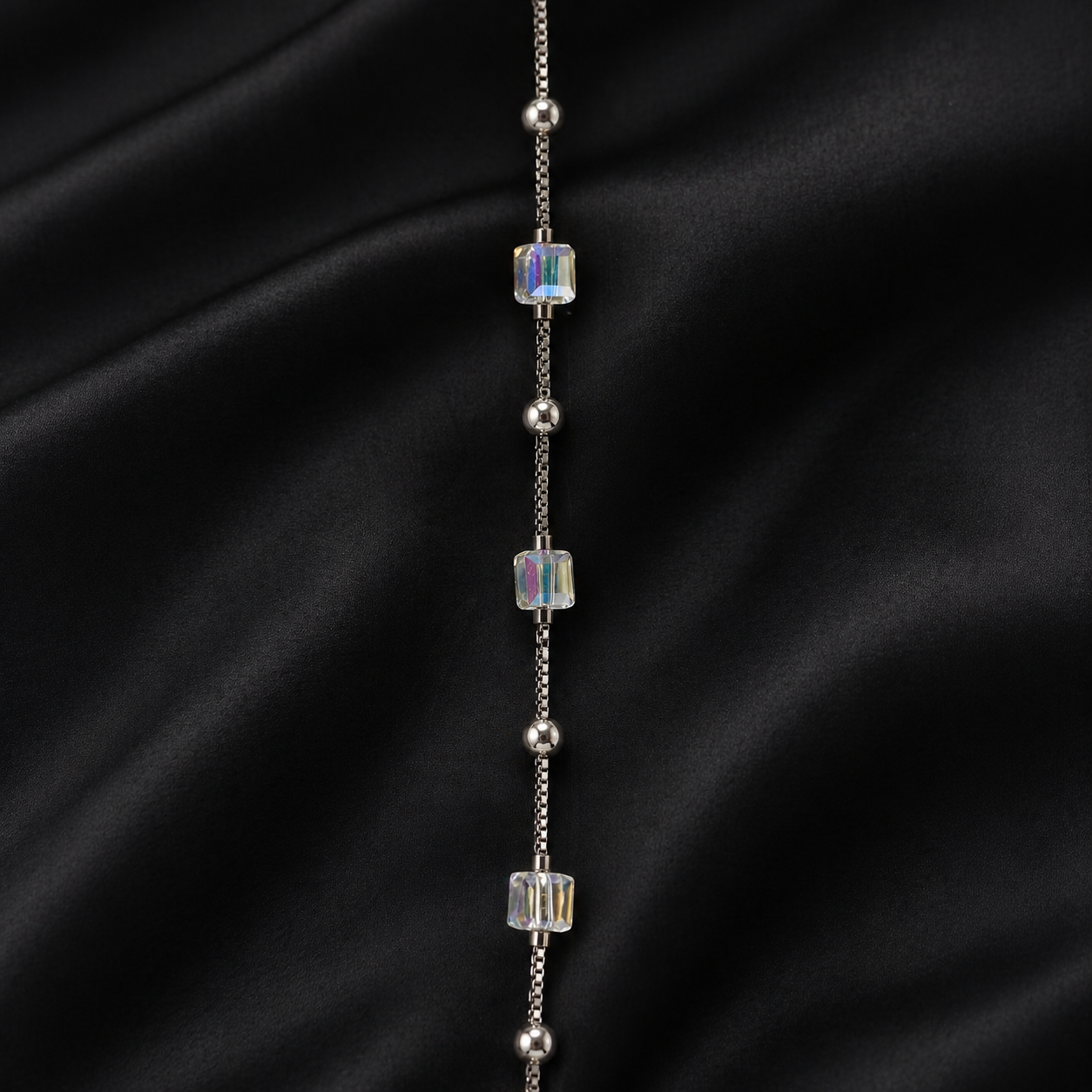 Crystal Cube Silver Bracelet