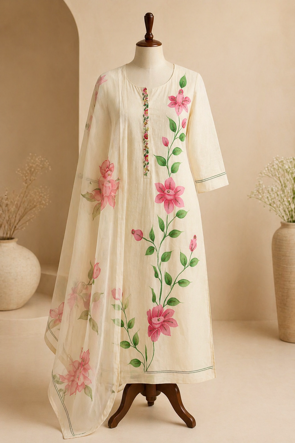 Floral Hand-Painted Kurta Set