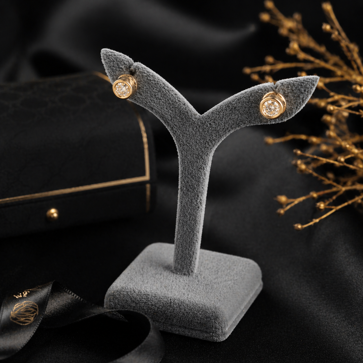 Gold Diamond Stud Earrings