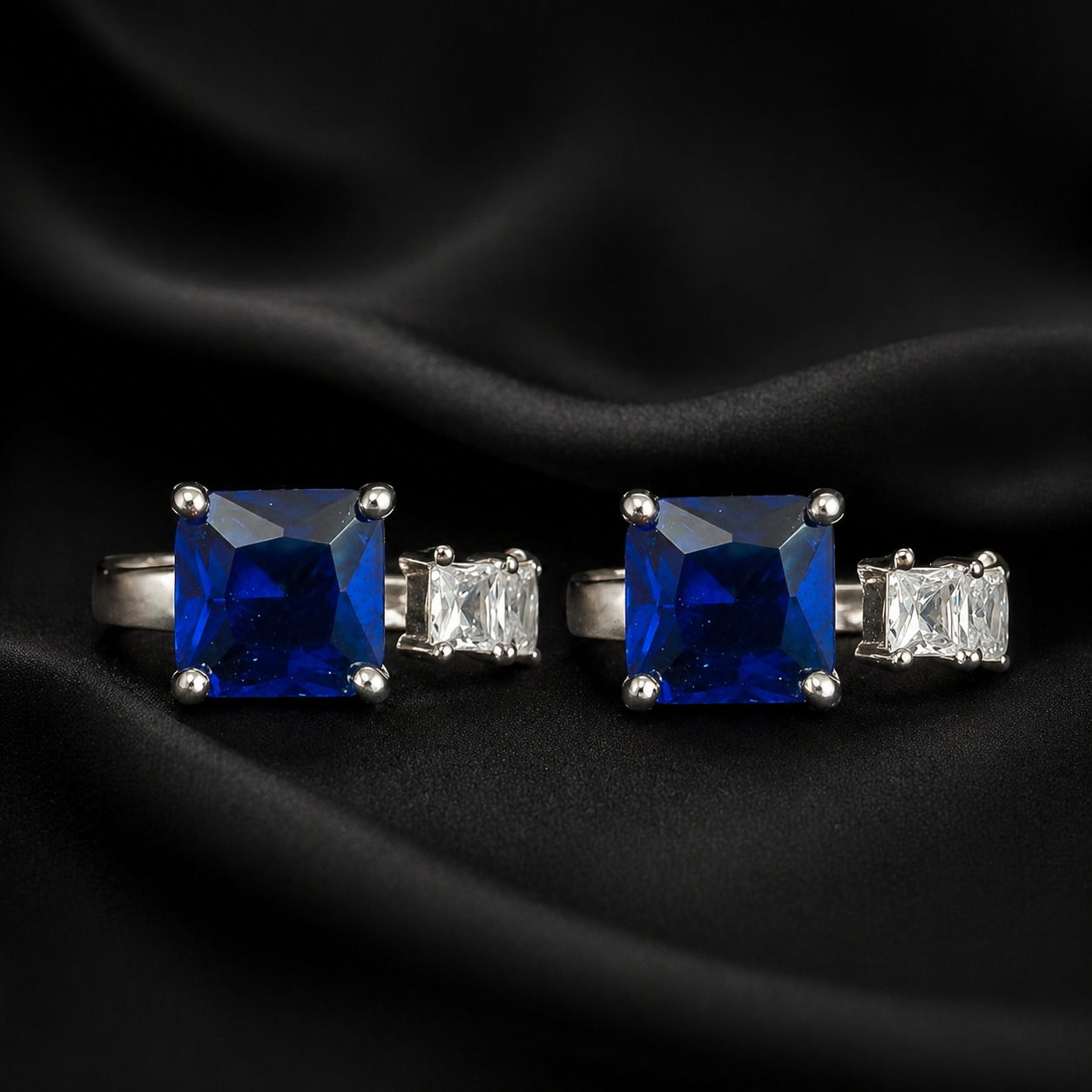 Square Blue Sapphire Rings