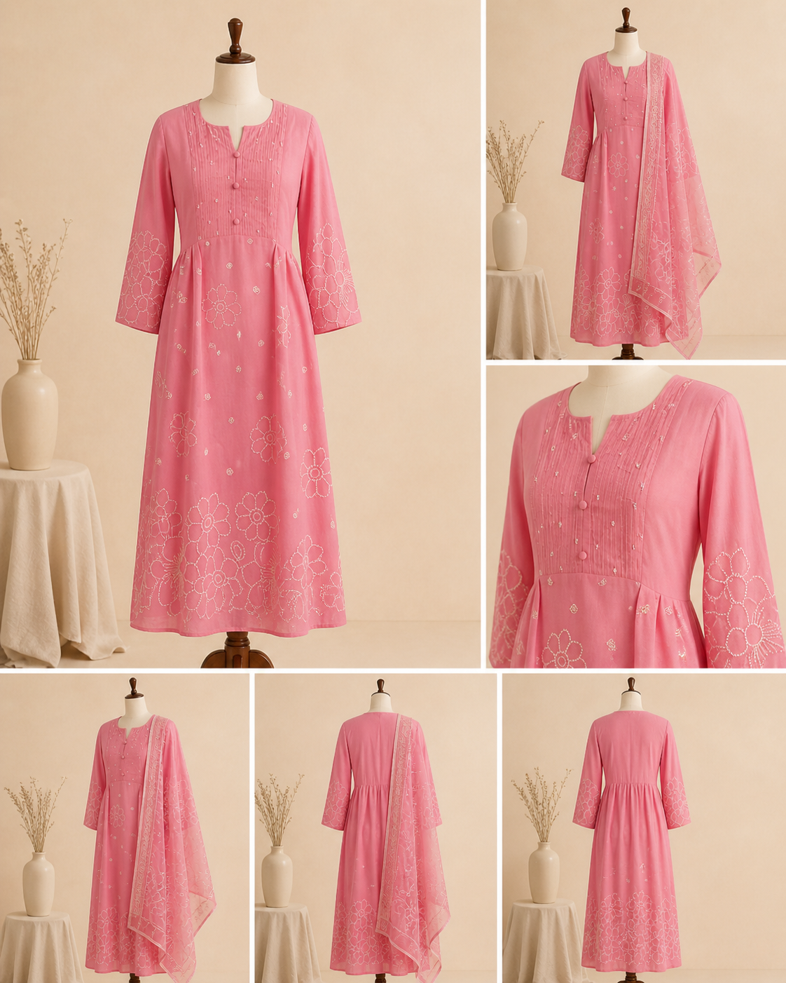 Pink Embroidered Kurta Set