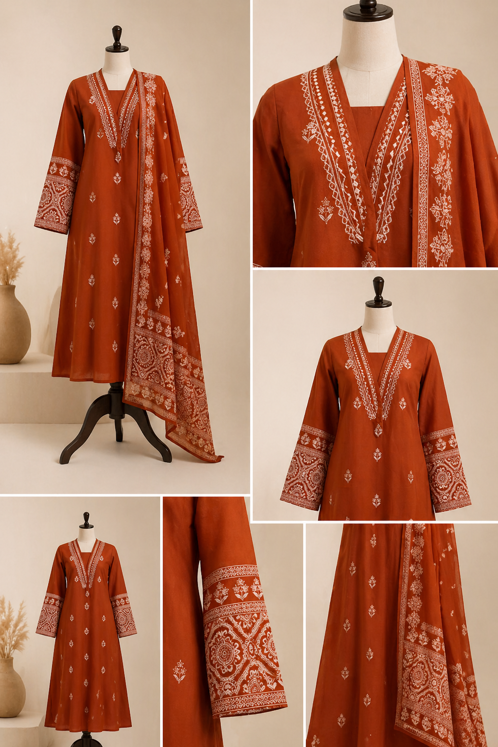 Elegant Rust Anarkali Suit
