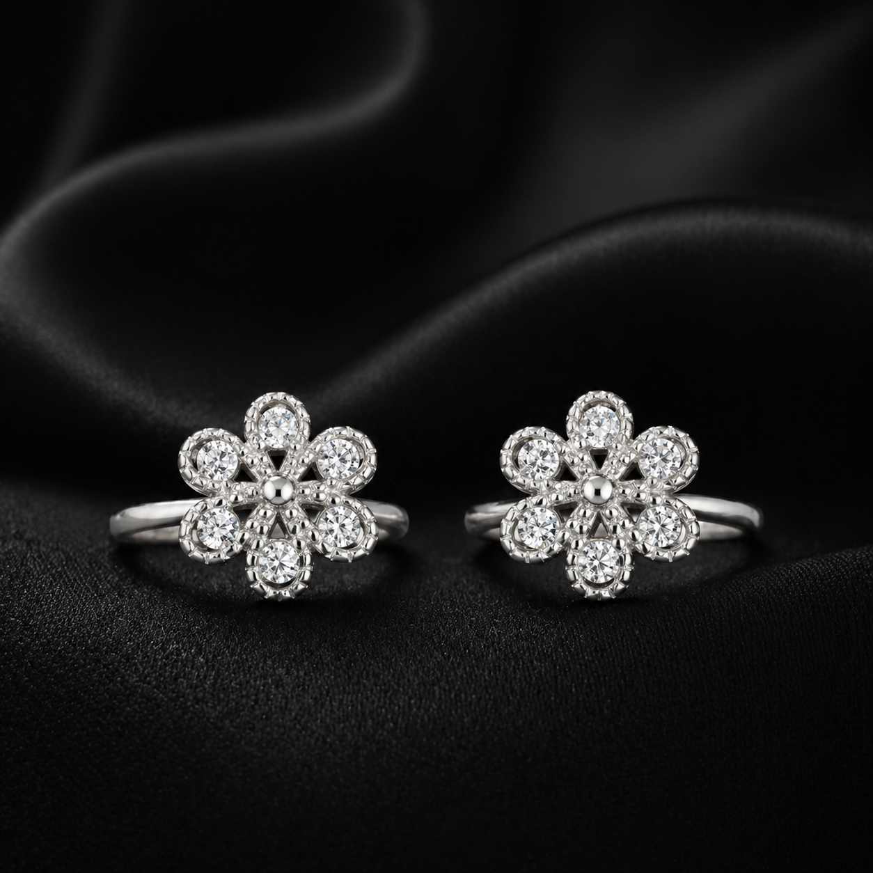 Floral Diamond Stud Earrings