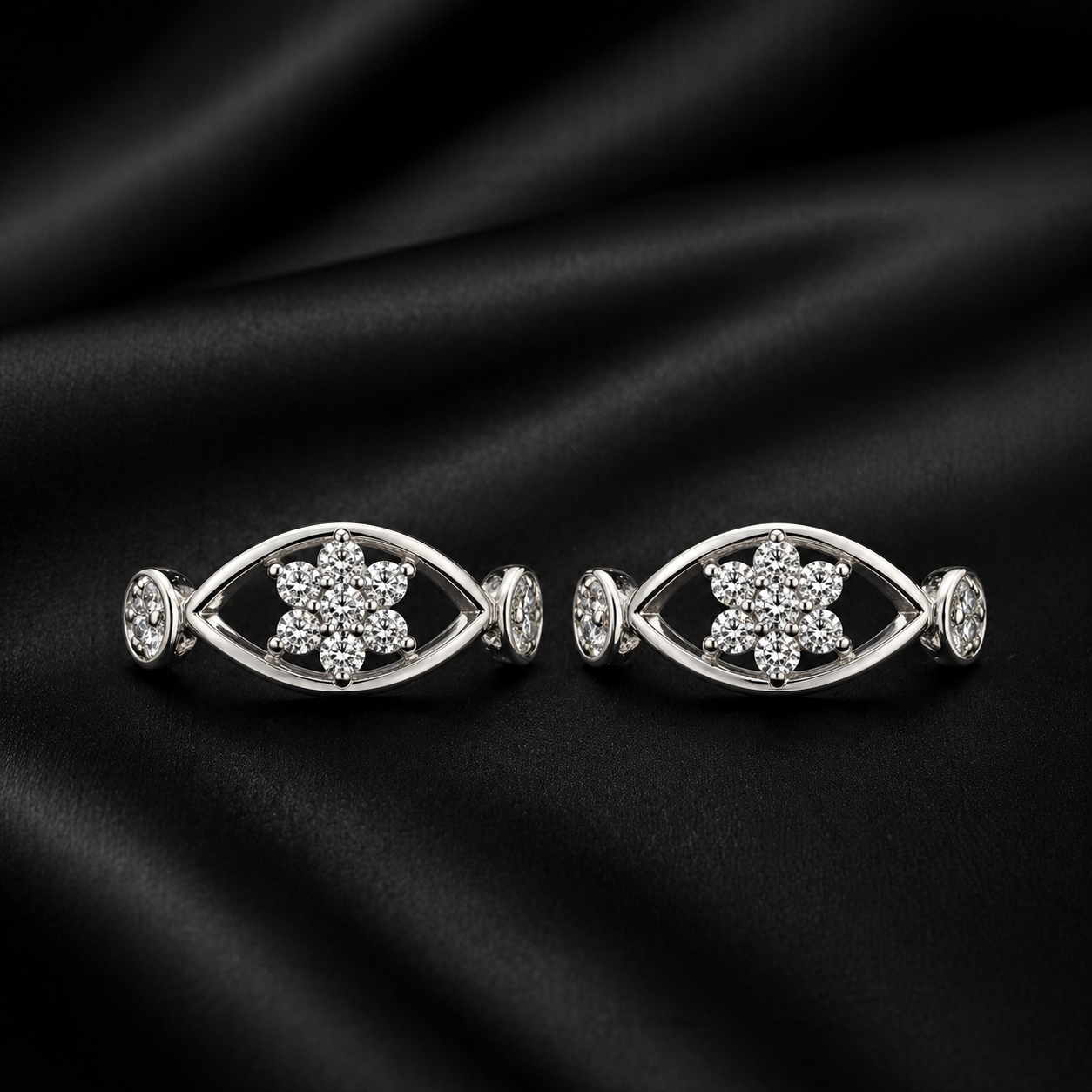 Silver Star Diamond Stud Earrings