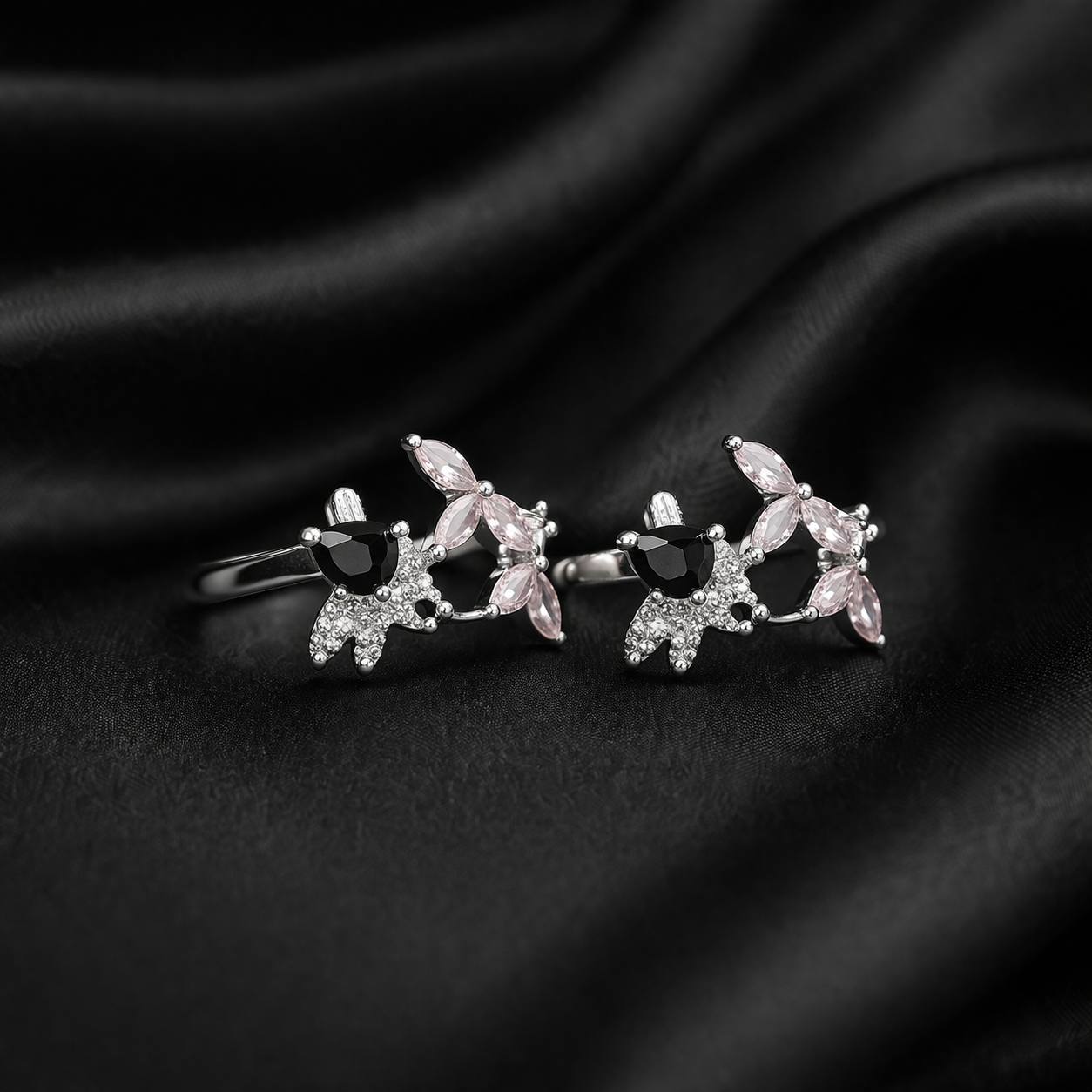 Floral Gemstone Silver Rings