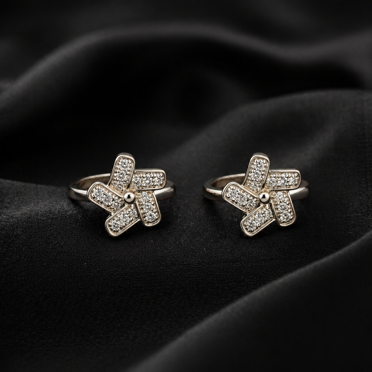 Floral Diamond Stud Earrings