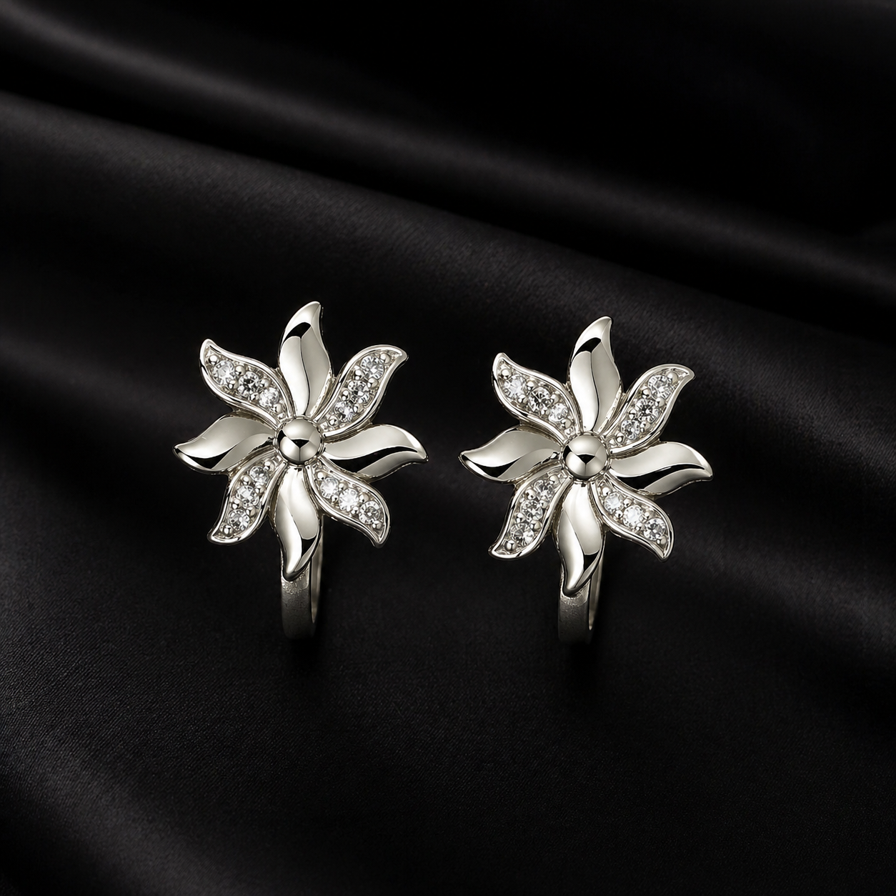 Floral Silver Earrings