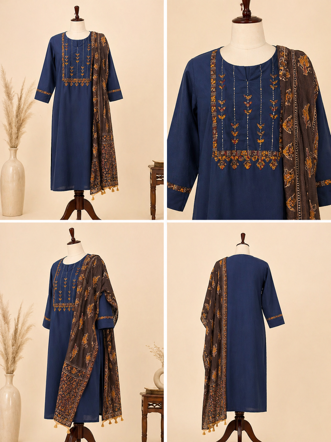 Elegant Blue Embroidered Kurta Set