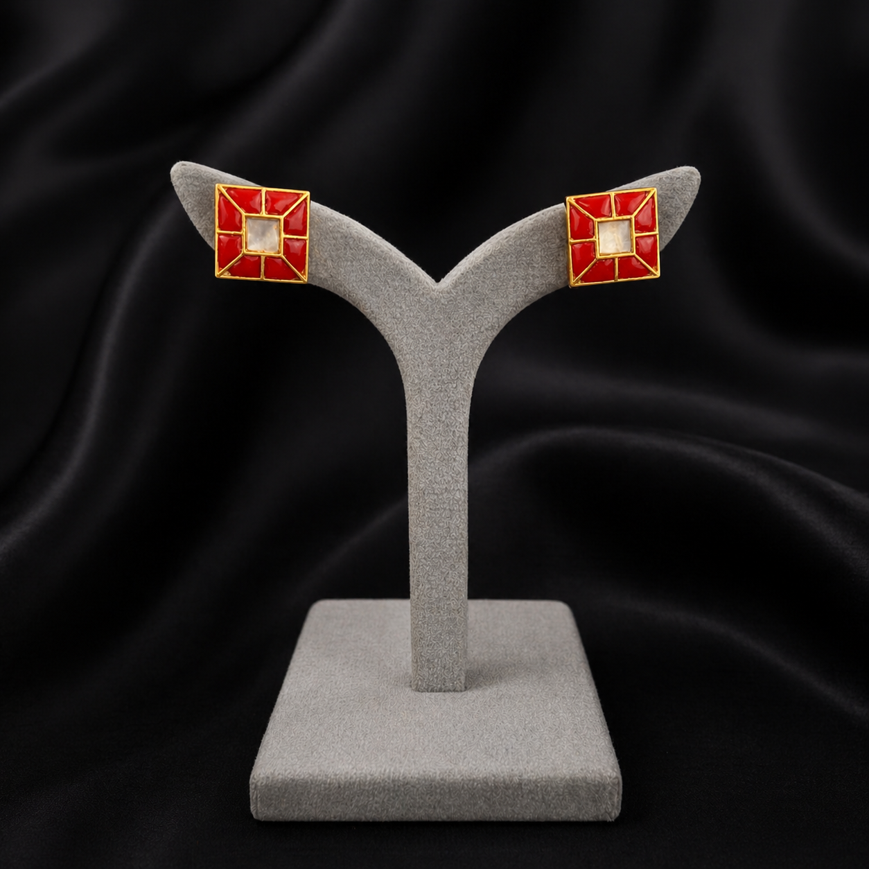 Red Geometric Earrings
