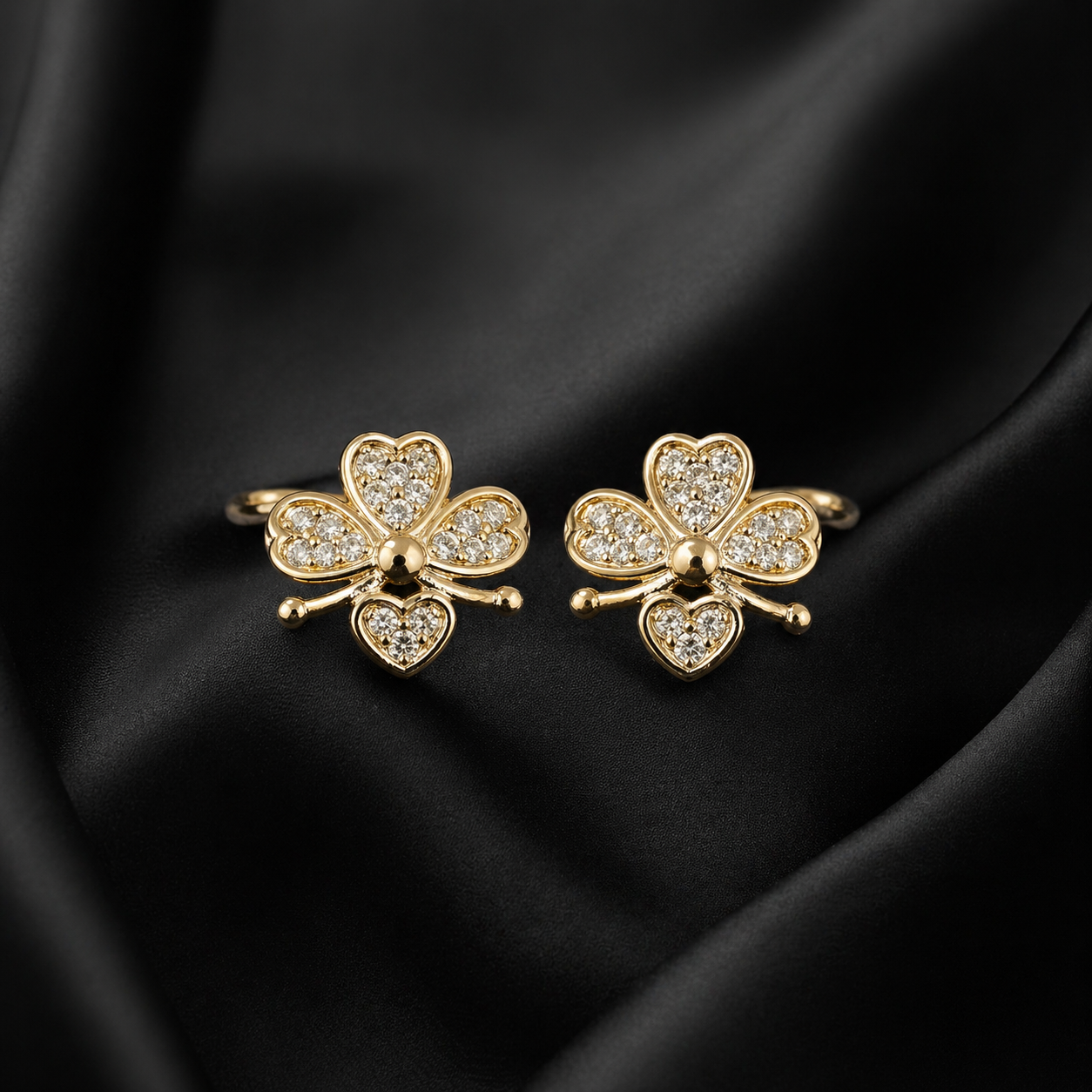 Gold-Plated Floral Stud Earrings