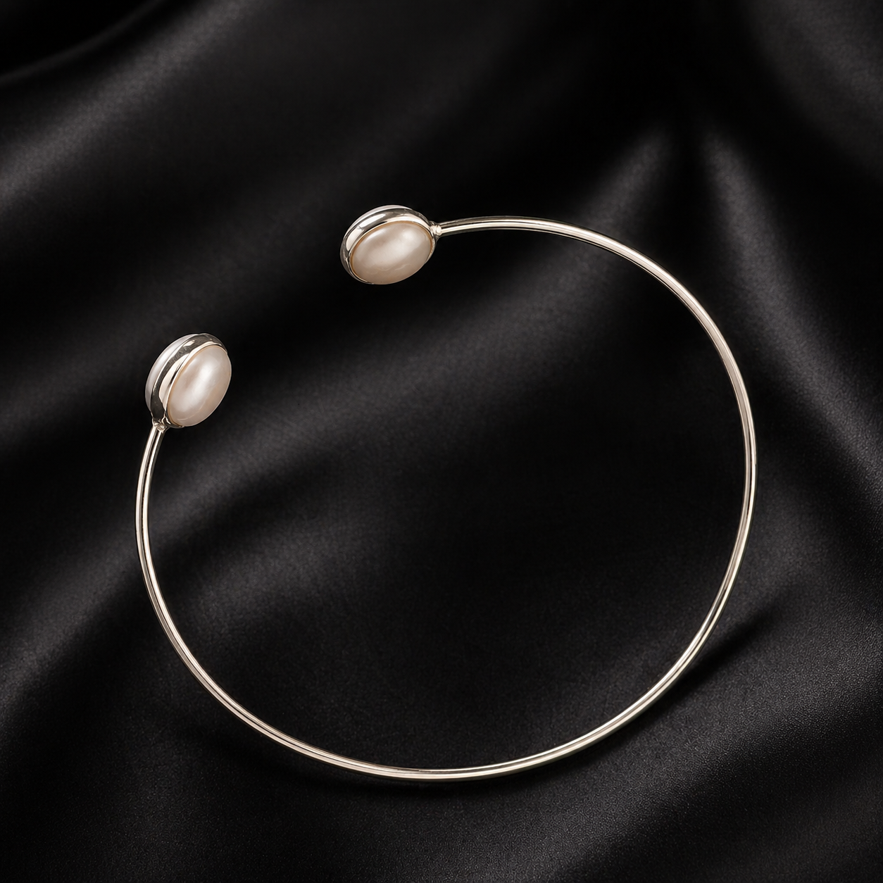 Elegant Pearl Open Bangle