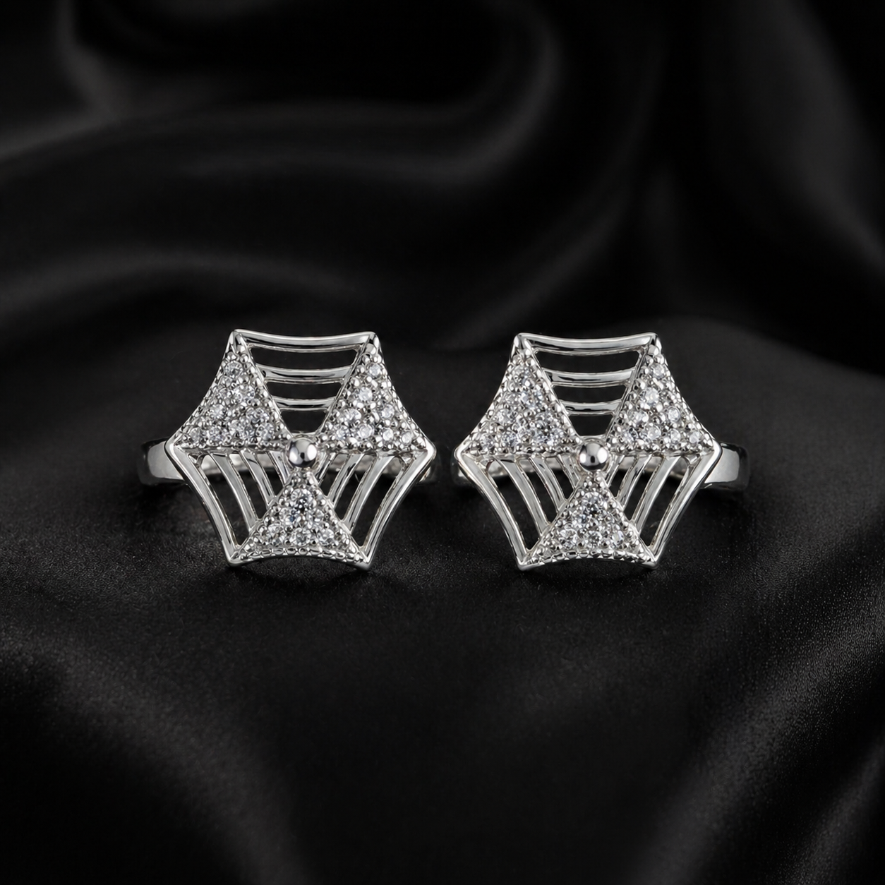 Geometric Silver Stud Earrings