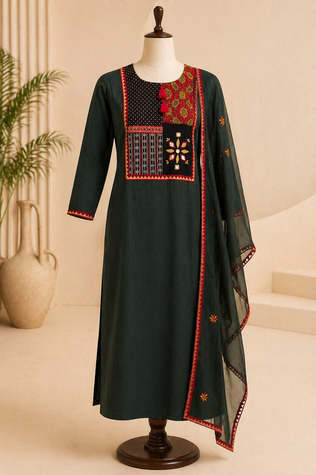 Elegant Patchwork Kurta Set