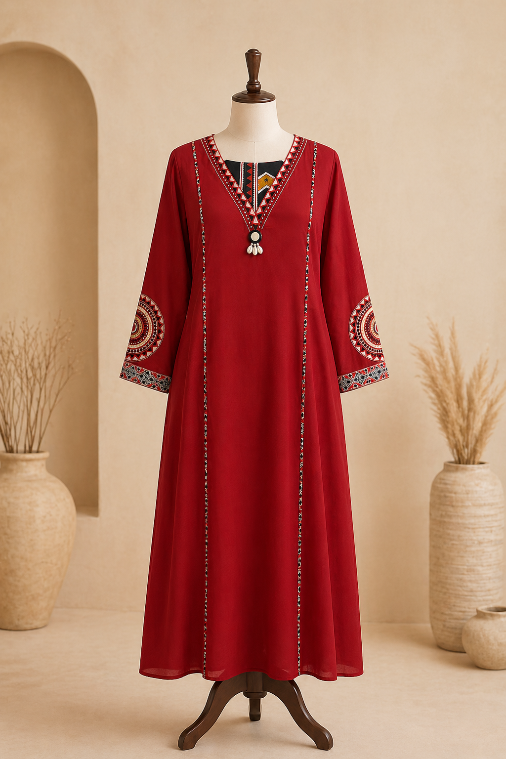 Red Ethnic Maxi Dress