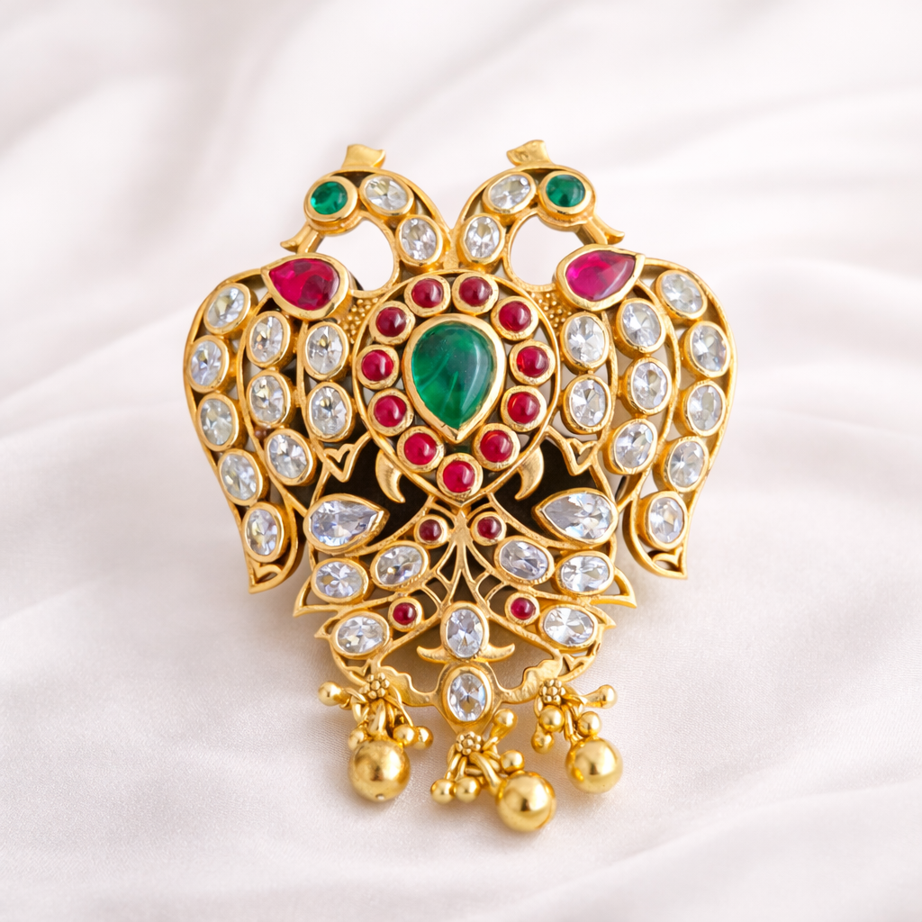Peacock Motif Gold Brooch