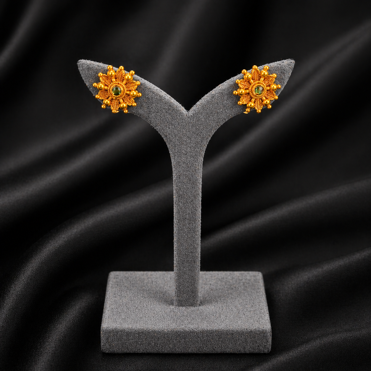 Gold Plated Sunflower Stud Earrings