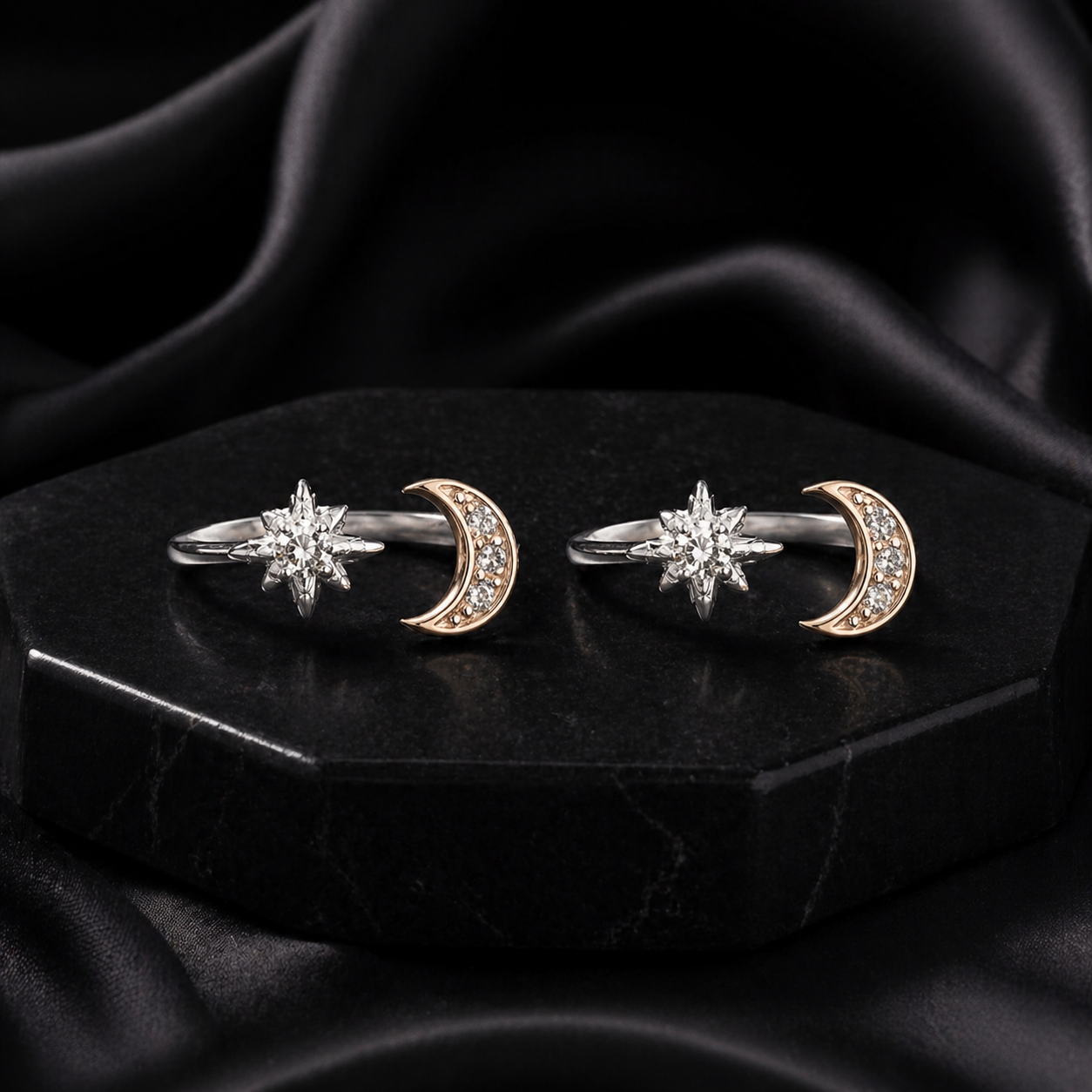 Moon & Star Crystal Earrings