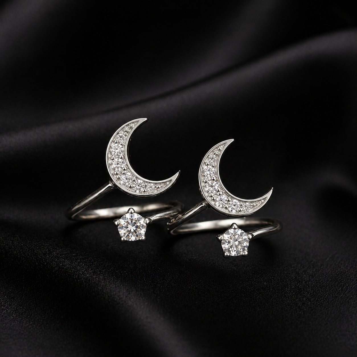 Moon & Star Silver Rings