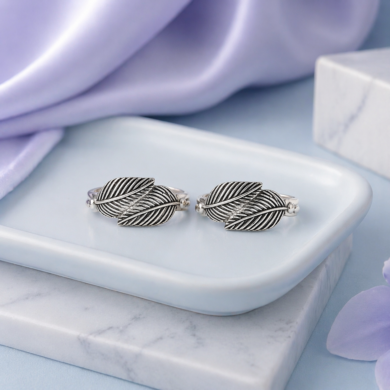 Leaf Design Silver ToeRings