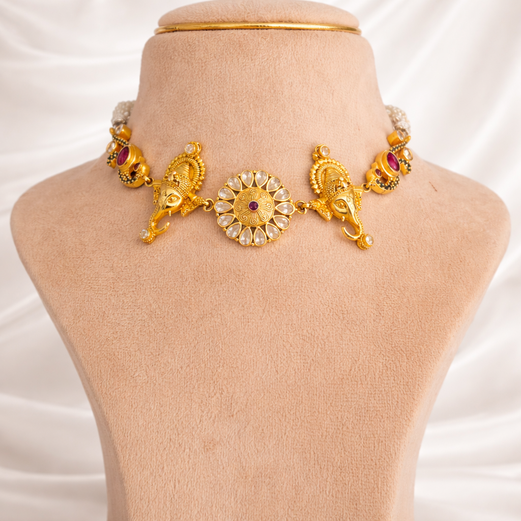 Ganesh Design Choker Necklace