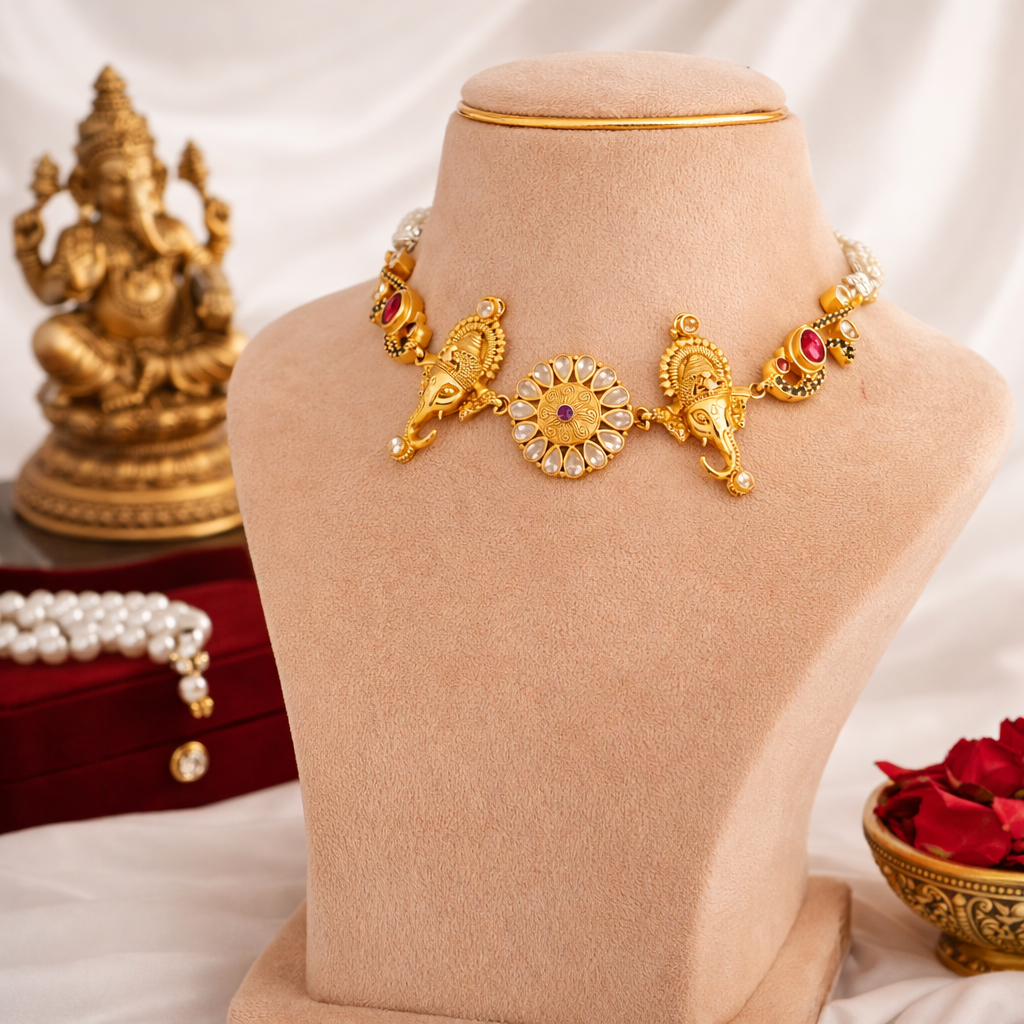 Ganesh Design Choker Necklace
